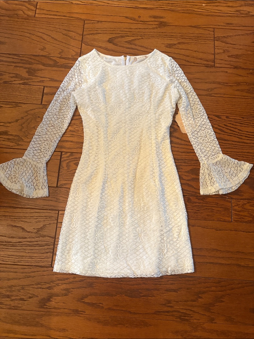 Altar'd State White Lace Bell-Sleeve Shift Dress